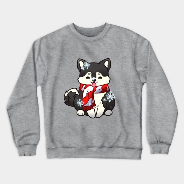 Snowflake Husky Pup Crewneck Sweatshirt by heysoleilart